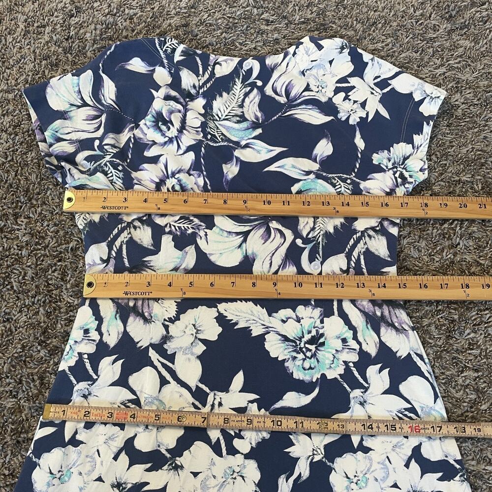 Soft Surroundings Shapely Faux Wrap Dress Medium Blue Floral Cotton Stretch Boho - Picture 10 of 12